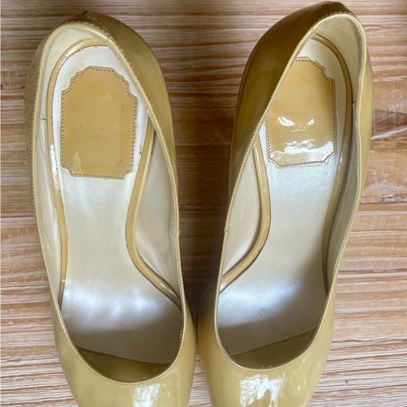 Dior Camel Patent-Leather Peep-Toe Platforms - Picture 3 of 11